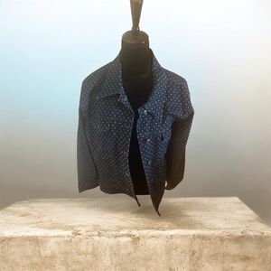 Laura Scott Navy Blue Polka Dot Lightweight Jacket